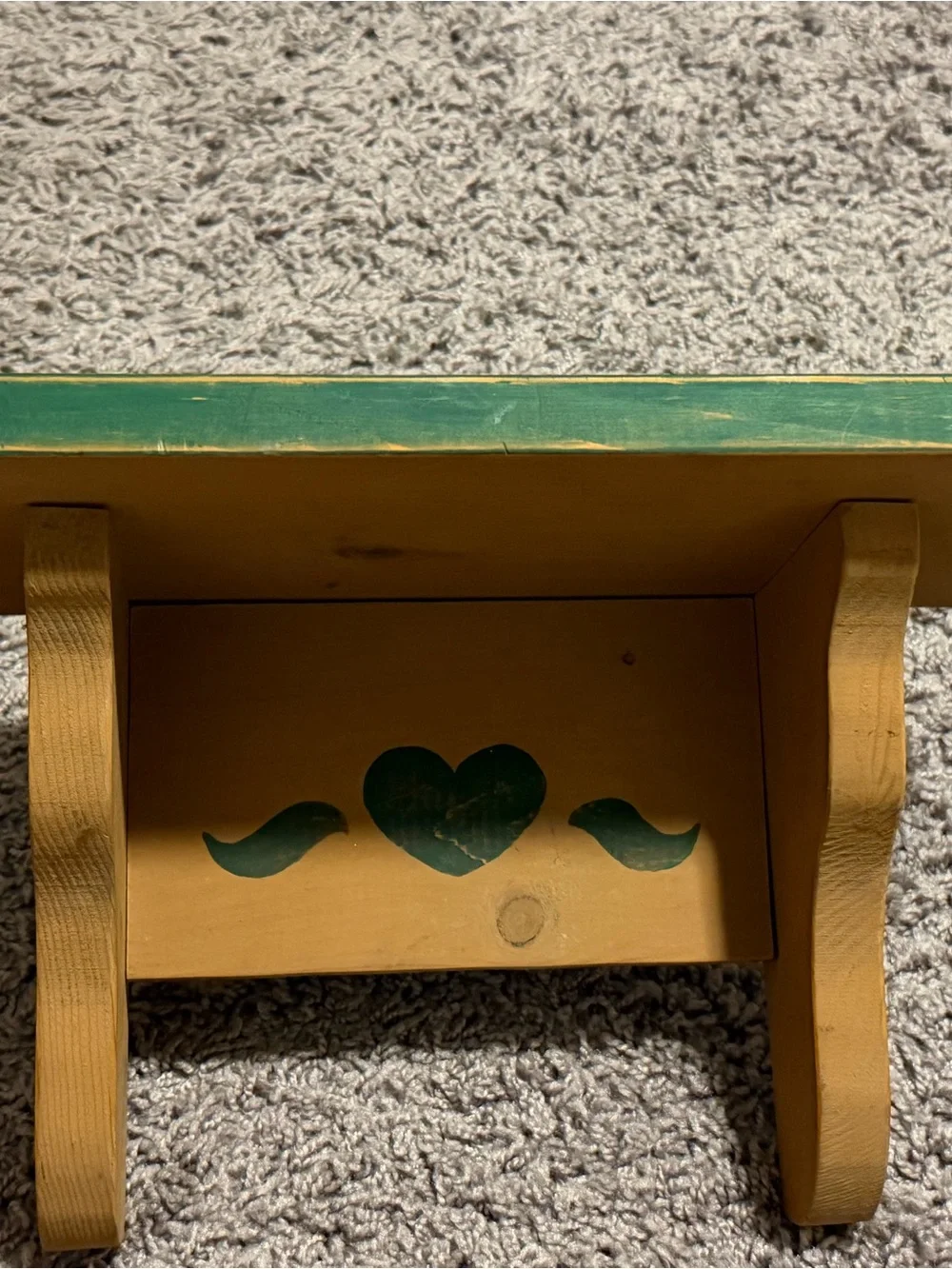 Charming Vintage Country Wooden Wall Shelf with Heart & Birds Detail